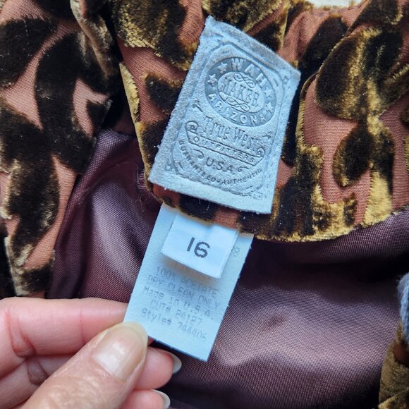 Wah Maker True West Burnout Velvet Midi A-Line Skirt Silk Blend Brown - Picture 9 of 10